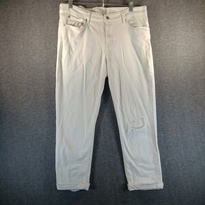 Levi's Denizen Modern Slim Cuffed Jeans Womens 14 White Distressed